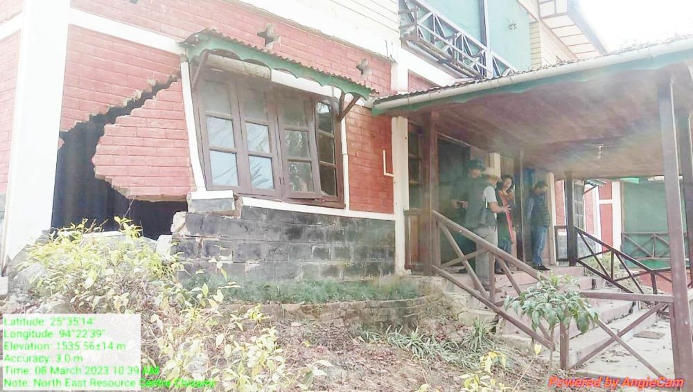The North East Network Resource Centre building severely damaged owing to the construction of the two-lane highway on NH-29 in Chizami.