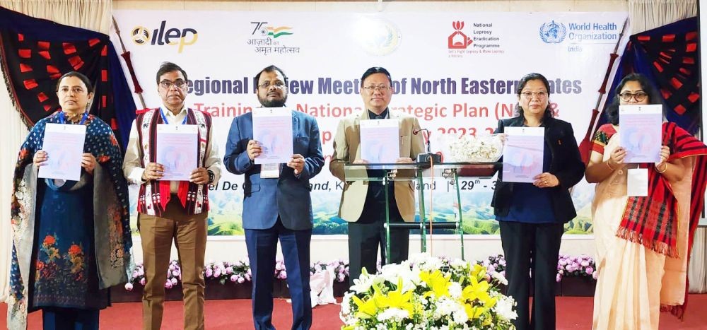 Officials during the regional review meeting of National Leprosy Eradication Programme and Training on National Strategic Plan for Leprosy 2023-27 and Nikusth 2.0 at Hotel De Oriental Grande, Kohima on May 29. (Morung Photo)