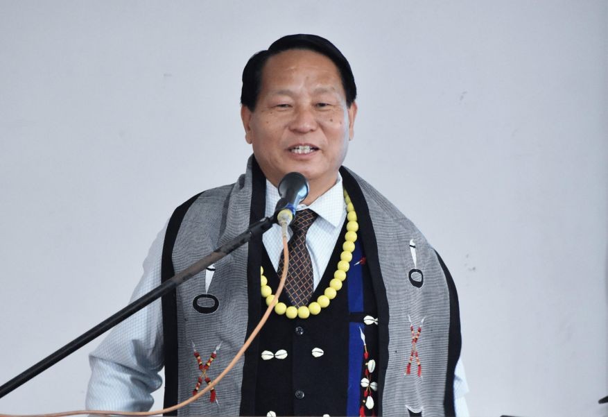 Kohima College outgoing principal, Dr M Libanthung Ngullie during the farewell programme held on May 1.