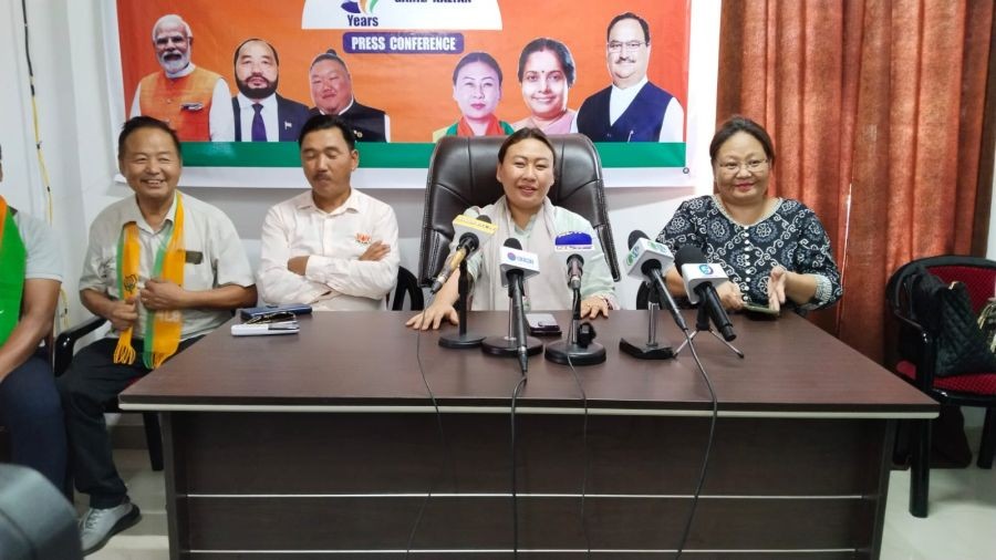 S Phangnon Konyak addressing the press conference held at the party’s office in Dimapur on May 31.