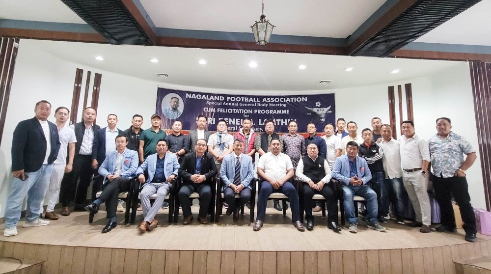 MLA Benei M Lamthiu with NFA officials and others in Kohima on May 26. (Morung Photo)