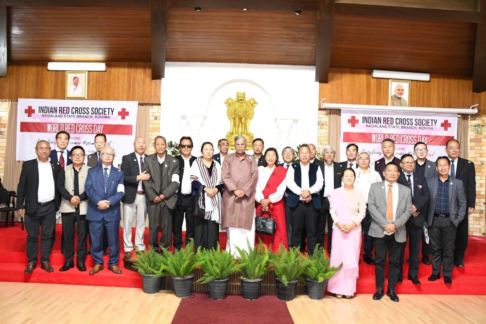 Officials and others during the celebration of the World Red Cross Day at Dr Imkongliba Ao Hall, Raj Bhavan, Kohima on May 8. (Photo Courtesy: PRO Raj Bhavan)
