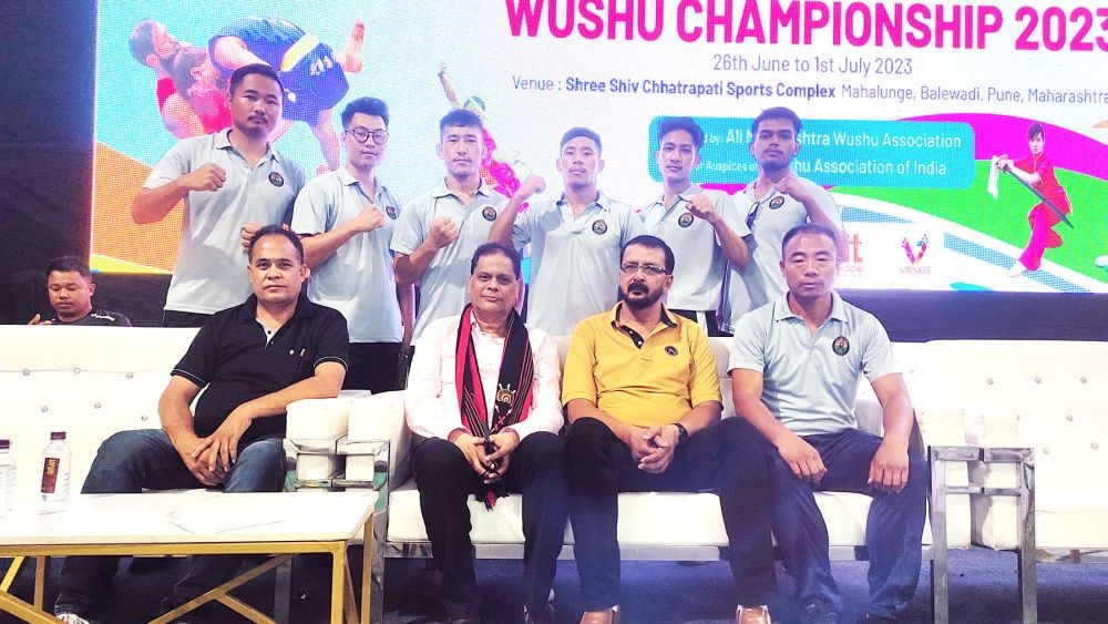 Nagaland players along with Suhel Ahmed Chief Executive Officer Wushu Association of India at Pune on June 30.