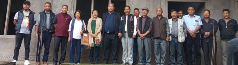NPCC President, Supongmeren Jamir, NPCC and Mokokchung DCC officials pose for lens during the dedication of a new Longleng District Congress Committee office on June 22. (Photo Courtesy: NPCC)