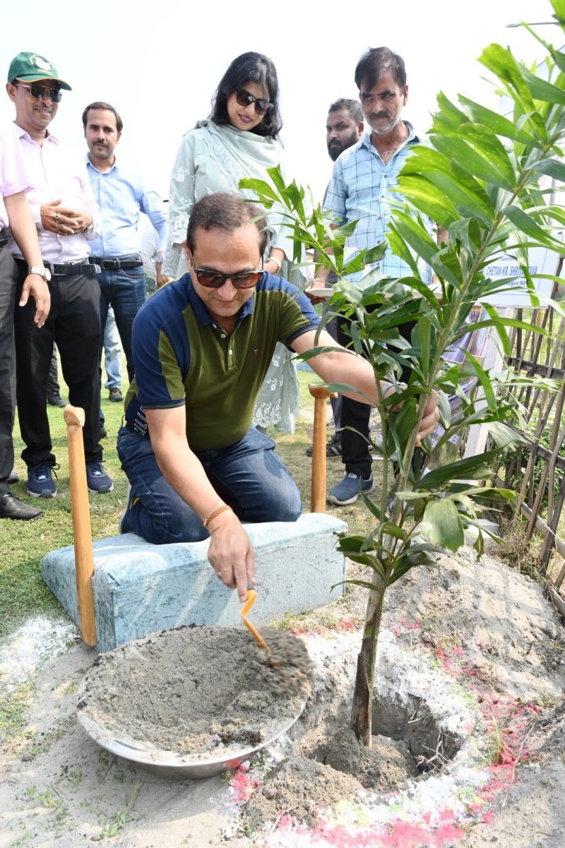 NFR General Manager Chetan Kumar Shrivastava plants a sapling at Guwahati Railway Greens, Amingaon along with other senior officials from its Maligaon Headquarter marking the World Environment Day on June 5. (Photo courtesy: CPRO, NFR)