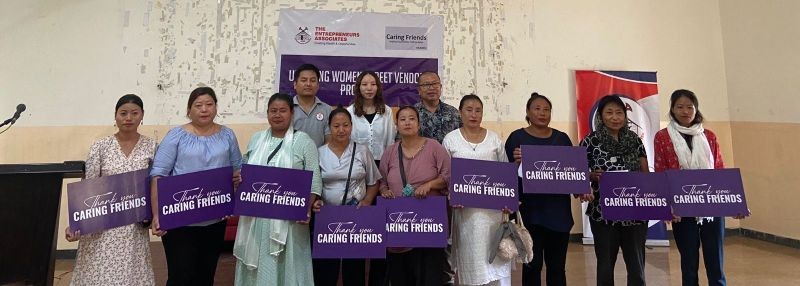 Women street-vendors who were provided with zero interest loans along with the team of tEA at the Tourist Lodge, Dimapur on June 1. (Morung Photo)