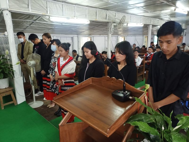Passed out students of HSLC & HSSLC of Kohima Liangmai Baptist Church were offered a blessing by Rev N Silubo Zeliang, Pastor on the occasion of KLBC D Block Youth Foundation Day on June 11.