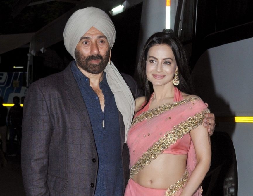 Mumbai: Actors Sunny Deol and Ameesha Patel spotted outside the set of the Kapil Sharma Show for the promotion of their upcoming film Gadar 2, in Mumbai,Tuesday, June 20, 2023. (Photo: Sanjay Tiwari/IANS)