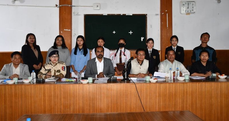 Advisor Mhathung Yanthan along with other officials and toppers felicitated during the DPDB meeting on June 20. (DIPR Photo)