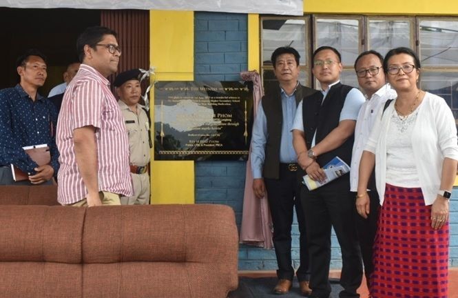Officials and others during the Phom Lempong Higher Secondary School, Longleng new building inauguration and upgradation programme held on June 3.