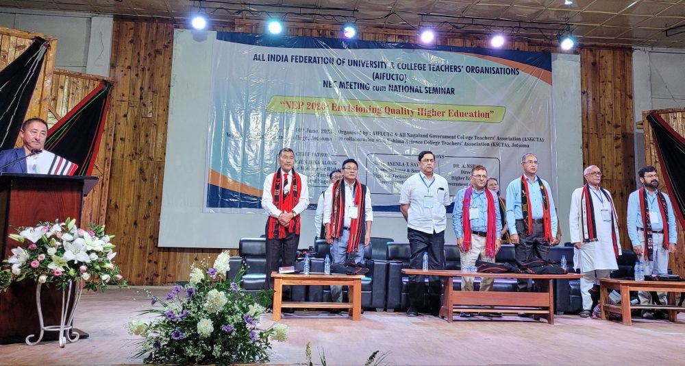 AIFUCTO officials and others at NEC meeting and National Seminar on June 8 at Kohima Science College  Jotsoma. (Morung Photo)