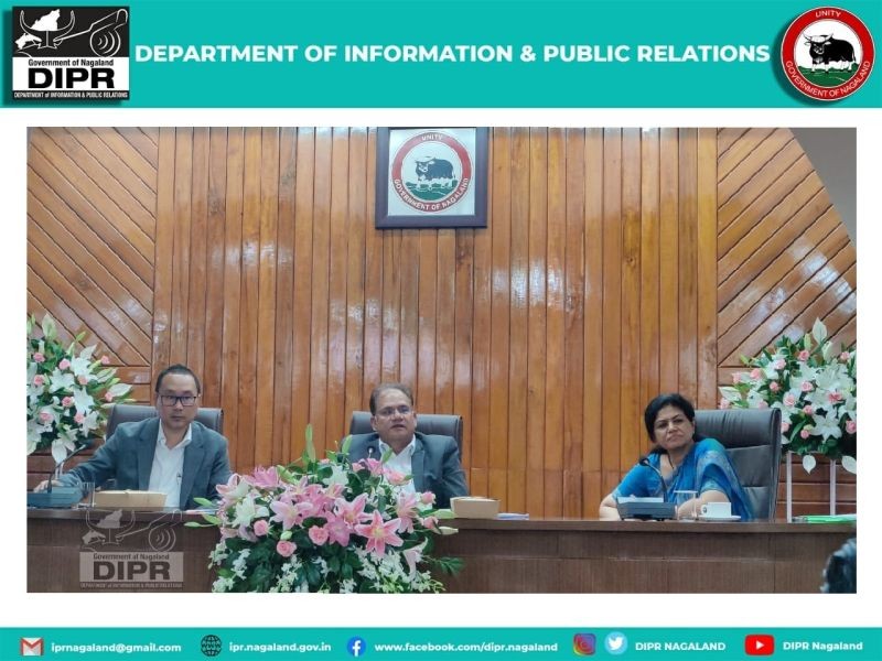 Sumita Dawra, Special Secretary, DPIIT along with Chief Secretary, J Alam and Commissioner & Secretary, Kekhrievor Kevichusa at the First review meeting in Nagaland of PM Gati Shakti National Master Plan at Nagaland Civil Secretariat on June 21. (DIPR Photo)