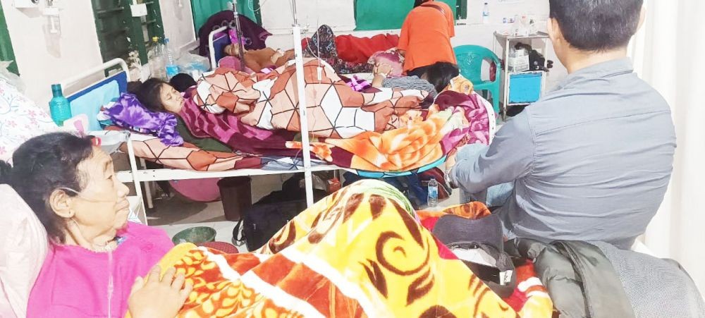 Patients of suspected food poisoning at the District Hospital, Longleng. (Photo Courtesy: DIPR)