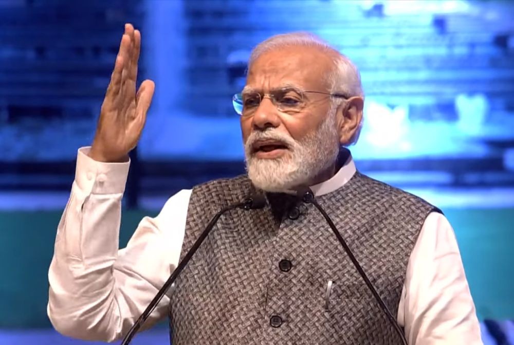 New Delhi : Prime Minister Narendra Modi addresses the gathering during the inauguration of International Exhibition-cum-Convention Centre (IECC) Complex in Pragati Maidan, New Delhi on Wednesday, July 26, 2023. (Photo:IANS/Video Grab)