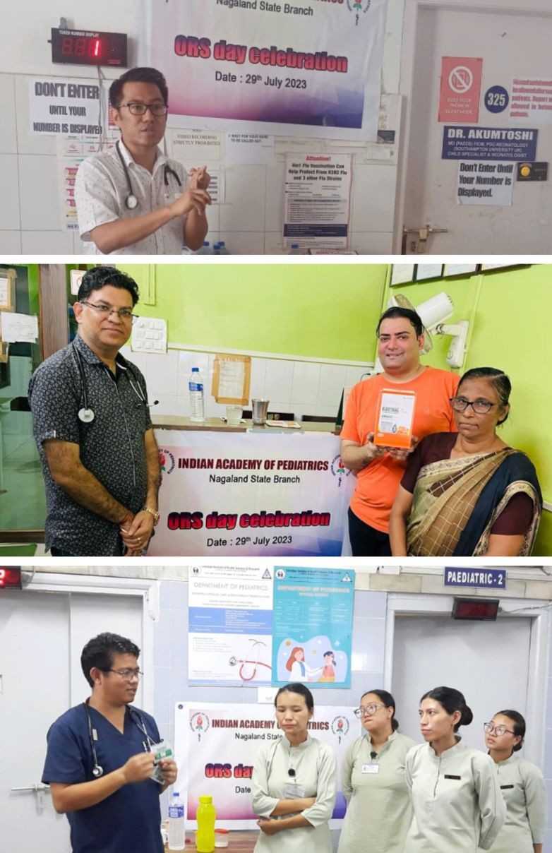 A doctor conducting a programme on the occasion of ORS Day.