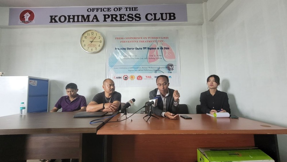 Dr Ruokuohelie Rutsa, Deputy Director, NTEP and others at the press conference on Tuberculosis Preventive Treatment at Kohima Press Club on July 7. (Morung Photo)