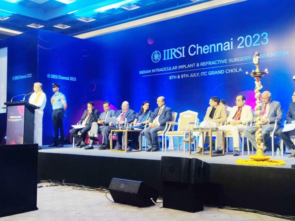 Nagaland Governor La Ganesan speaking at the inaugural of the Indian Intraocular Implant & Refractive Surgery Convention, India (IIRSI) at Hotel ITC, Chola, Chennai on July 8.