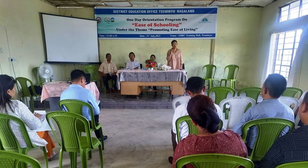 A section of the gathering attending the programme held on the theme ‘Ease of Schooling’ at EBRC training hall, Tseminyu district on July 31.