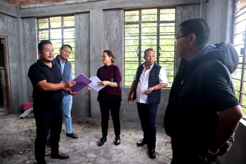 Advisor Kudecho Khamo along with Er Sungtiba Amer, ADC Chozuba Imokokla and CAWD officials at ongoing Construction of ADC office Chozuba on Thursday.