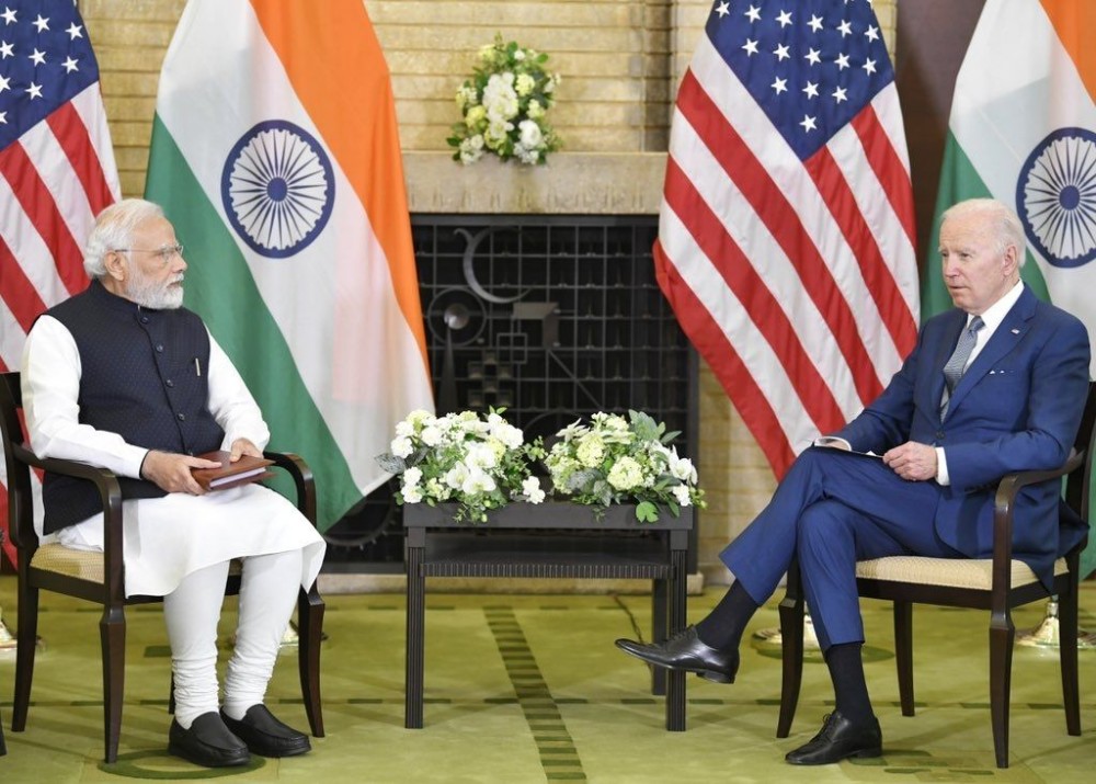 Tokyo: Prime Minister Narendra Modi in a bilateral meeting with US President Joe Biden, in Tokyo on Tuesday, May 24, 2022. (Photo: Twitter)