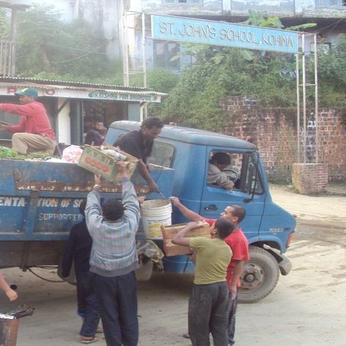 In this file photo, a sanitation vehicle is seen collection waste from a ward under Kohima Municipal Council. (Photo Courtesy: KMC)