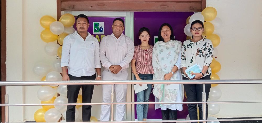 Advisor for Industries & Commerce, Hekani Jakhalu Kense (second from right) along with the Managing Director of Bhadra IAS Academy, Mukul Raj Kumar (second from left) and others at the inauguration of the coaching centre on July 15. (Morung Photo)