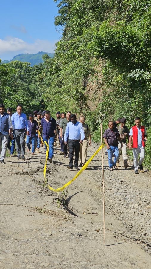 Minister H&FW P Paiwang Konyak and others inspects NH-702 on July 18