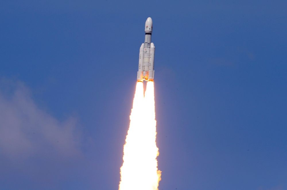 Sriharikota: ISRO's Launch Vehicle Mark-III (LVM3) M4 rocket carrying 'Chandrayaan-3' lifts off from the launch pad at Satish Dhawan Space Centre, in Sriharikota, on Friday, July 14, 2023. (Photo: IANS/ISRO)