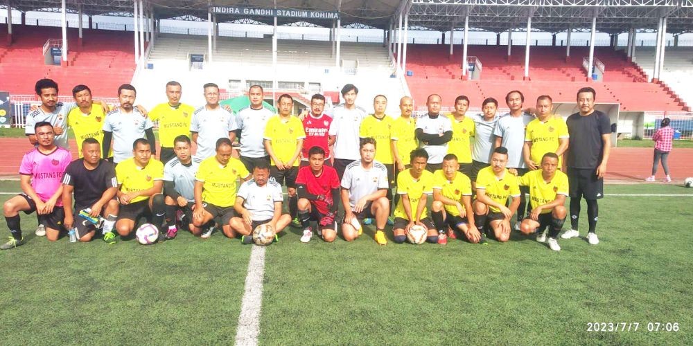Players of Mustang FC and Orient FC on July 7