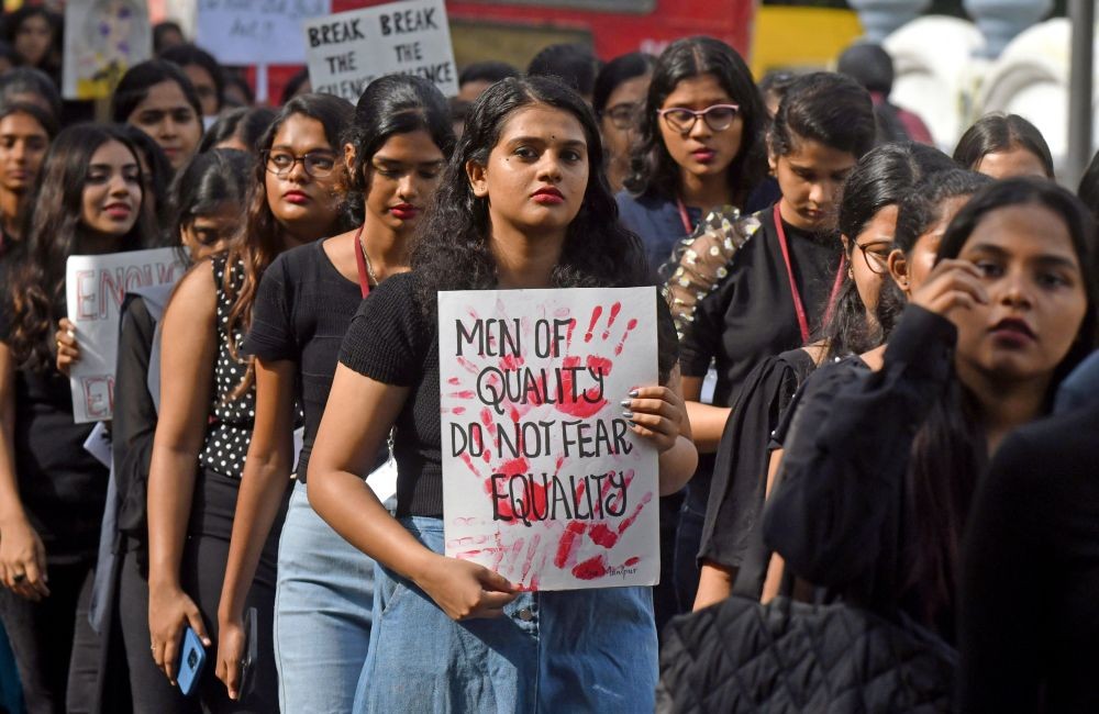 Kochi: Students of St. Teresa's College stage a protest against the ongoing ethnic violence in Manipur, in Kochi, on Wednesday July 26, 2023. (Photo: IANS/Arun Chandrabos)