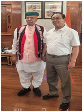 Advisor Law & Justice TN Mannen with Union Minister Law and Justice, Parliamentary Affairs & Art & Culture, Arjun Ram Meghwal on July 11.
