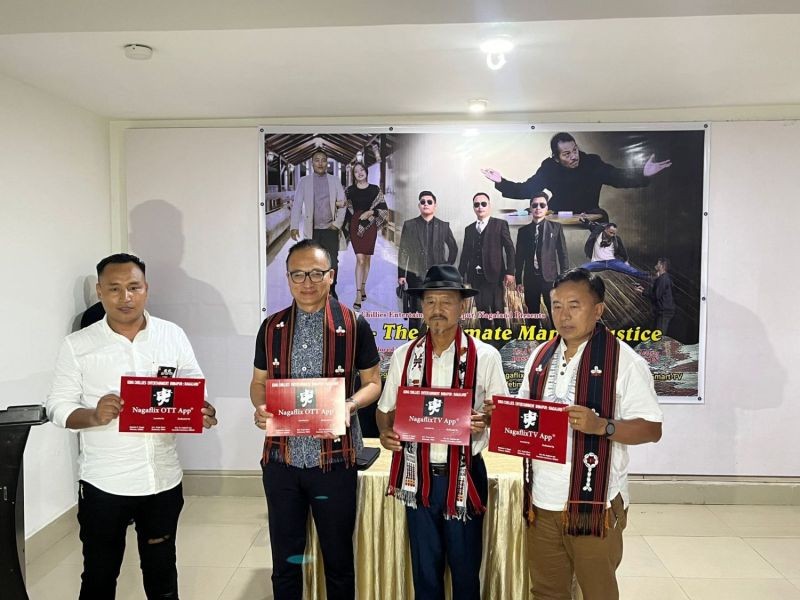 Theja Meru, Chairperson of TaFMA along with Aghato K Naga, Director of KCEDN (left) during the launch of NagaflixTV app at Hotel Saramati Dimapur on July 20. (Morung Photo)