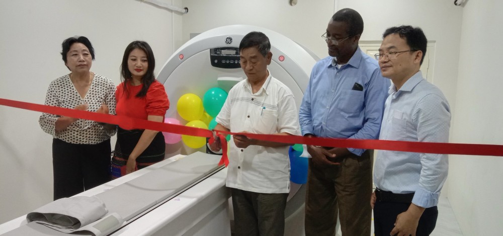 Former MLA, Wochumo Kithan, inaugurating the newly installed 32 slice CT Scan machine at Apex Diagnostic Clinic and Research Center, Naharbari, on July 22. (Morung Photo)