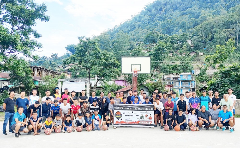 Participants and organizers alongwith the resource persons during the first edition of the Basketball Camp organized by TDBA at Tseminyu on July 8.