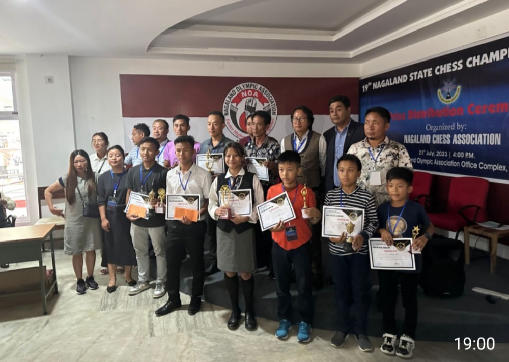 Winners of the 19th Nagaland State Chess Championship along with officials.