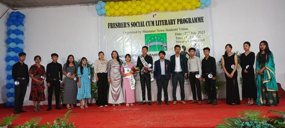 Shamator town students’ union Mr & Mr Fresher 2023 along with special guest, K Yaksokiu Yimchunger, former speaker, YAA wit executives of STSU on July 22.