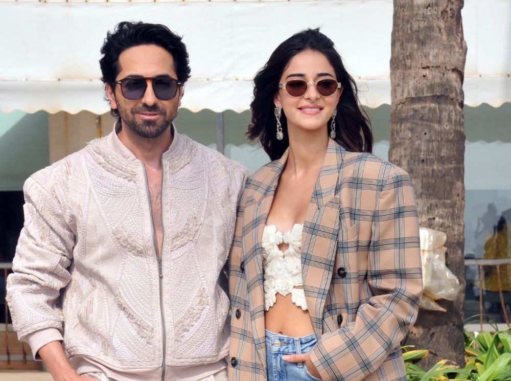 Mumbai : Actors Ayushmann Khurrana and Ananya Panday during a promotional event for their upcoming film 'Dream Girl 2' in Mumbai on Saturday, August 12, 2023. (Photo:IANS)