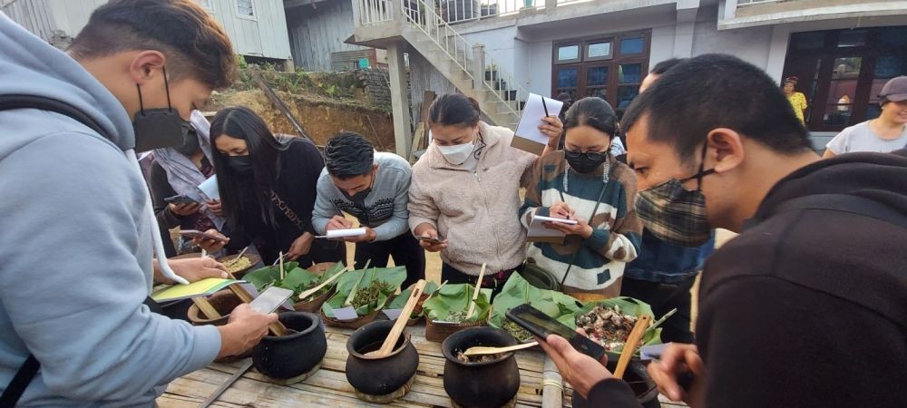 Japfü Christian College Staff & Students’ data collection and sample tasting at Süngratsü village, Mokokchung in 2022. (Photo Courtesy: JCC)