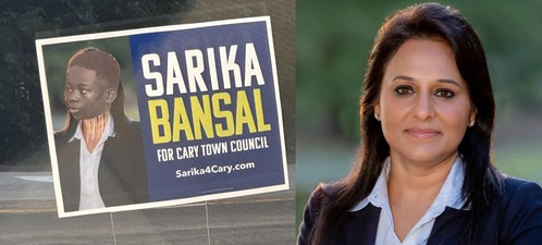 Indian-American town council candidate's campaign sign defaced