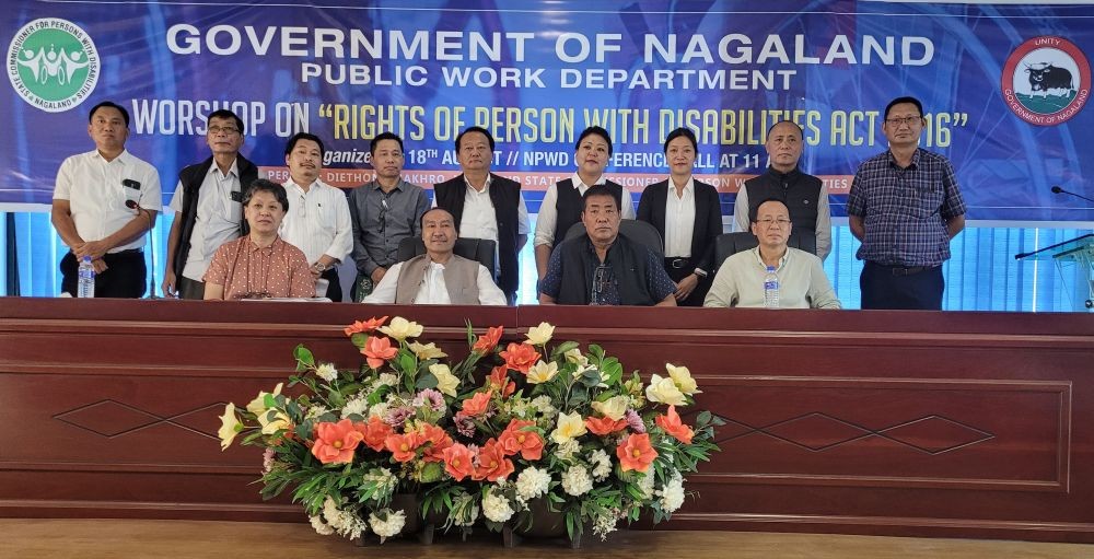 Nagaland Commissioner for PwDs, Diethono Nakhro with NPWD officials and others during the sensitization workshop on August 18. (Morung Photo)