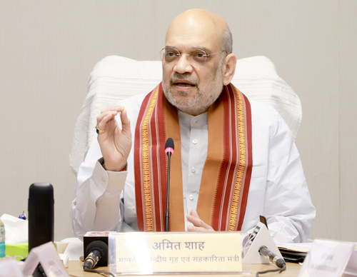 Union Home Minister and Minister of Cooperation Amit Shah at the launch of the transfer of funds to the genuine depositors of Sahara Group of Cooperative Societies through CRCS-Sahara Refund Portal, in New Delhi, Friday, Aug 4, 2023.(IANS/Twitter:@AmitShah)