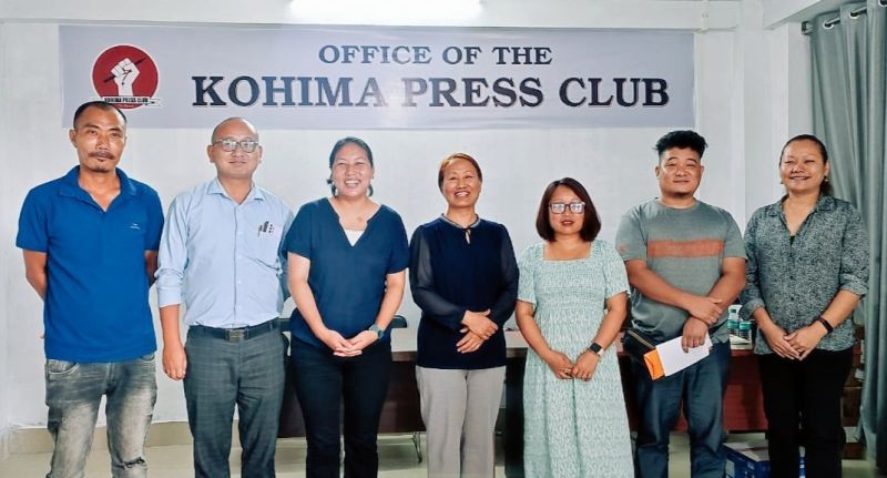 Deputy Director Labour department, Avile Vitso and KPC president Alice Yhoshü along with the fellows of KPC-NBOCWWB Media Fellowship 2023.