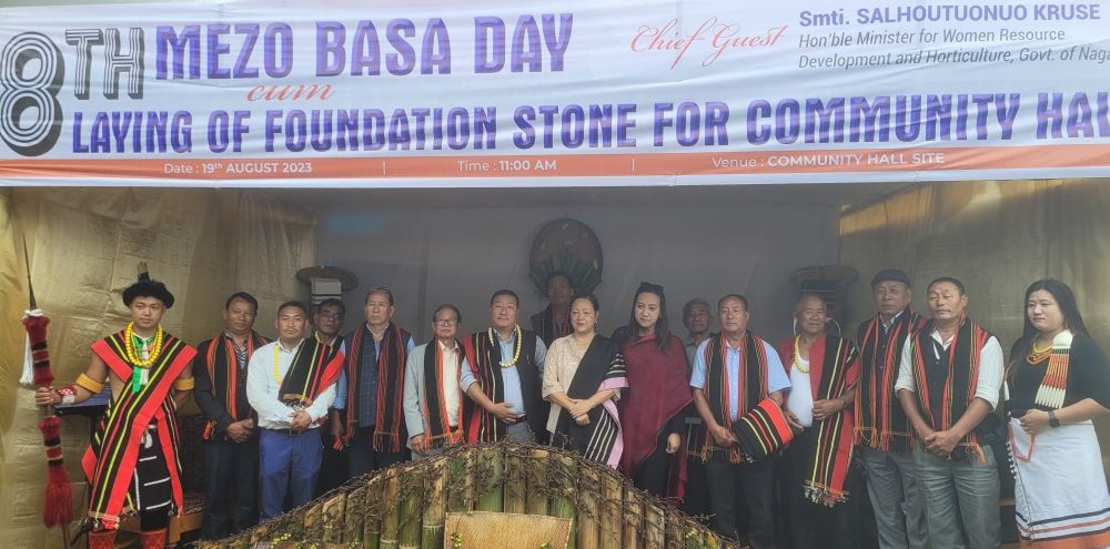 Salhoutuonuo Kruse and others during the 8th Mezo Basa Day-cum laying of foundation stone for community hall on August 19. (Morung Photo)