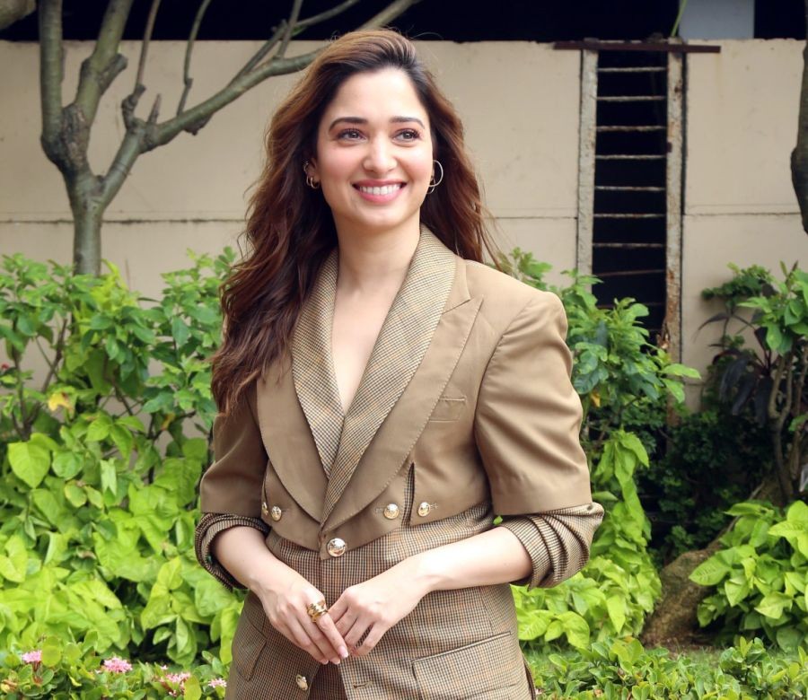 Mumbai : Actor Tamannaah Bhatia poses for photographs during a promotional event for the upcoming series 'Aakhri Sach' at Bandra in Mumbai on Friday, August 18, 2023. (Photo:IANS)