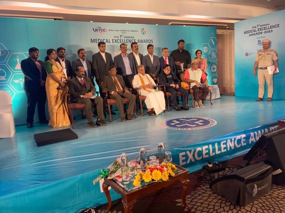 Governor of Nagaland La Ganesan along with other dignitaries during the 7th Annual Medical Excellence Award of World Tamil Chamber of commerce (WTCC).