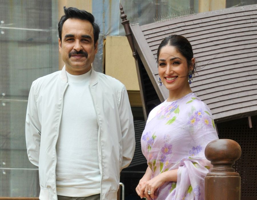 Mumbai : Actors Pankaj Tripathi and Yami Gautam during a promotional event for thier upcoming film 'OMG 2' in Mumbai on Tuesday, August 08, 2023. (Photo:IANS)
