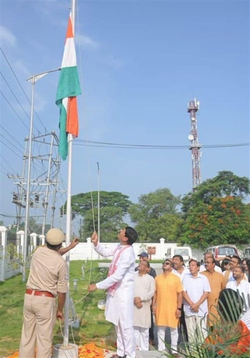 FIR against Assam BJP president for unfurling inverted Tricolour. (IANS Photo)