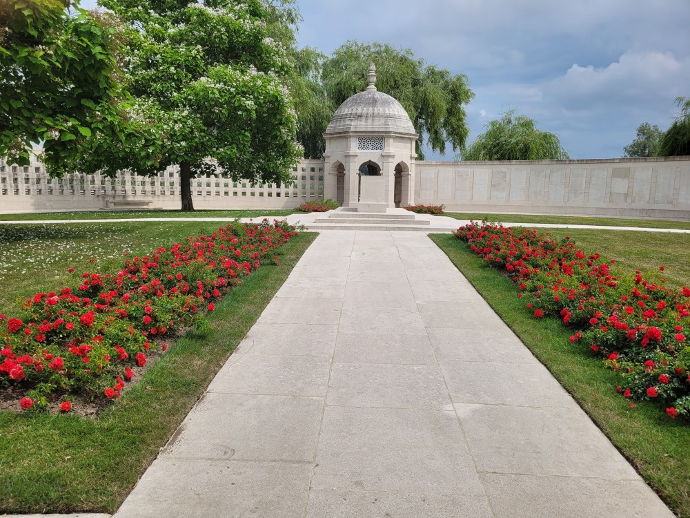 The Neuve-Chapelle Indian Memorial located in Richebourg near Lille, France. This is only a Memorial without tombstones. 4700 Indian soldiers and Labourers are commemorated here. Many Naga names are also inscribed in the  Memorial walls. Photo taken: July 9, 2023. (Photo Credit: Jan Nienu)