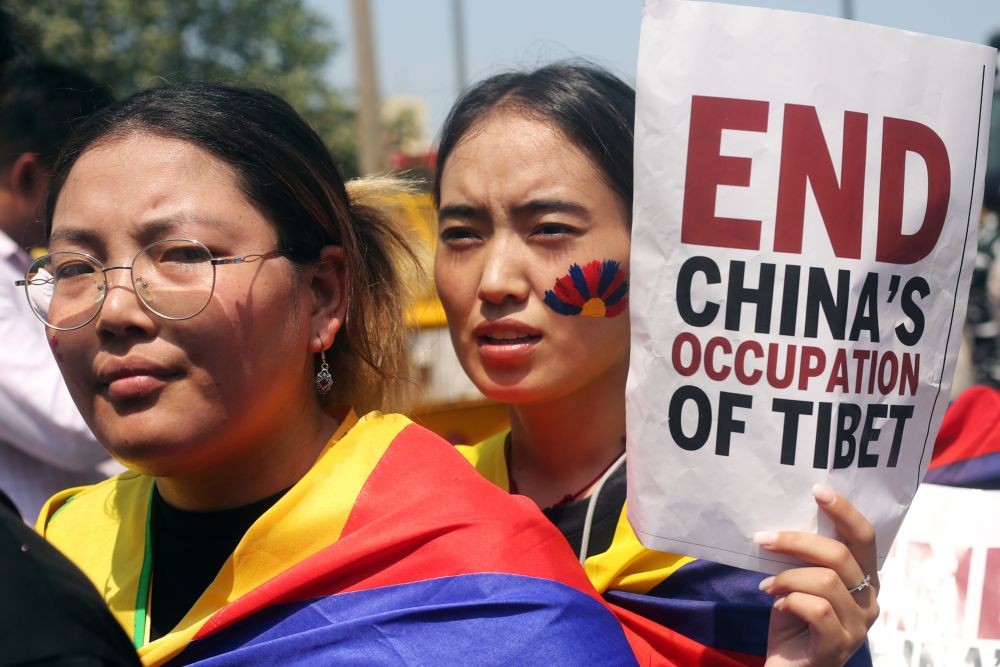 New Delhi: Members of Tibetan community stage a protest against China at Majnu Ka Tila ahead of the G20 Summit, in Delhi, on Friday, September 08, 2023. (Photo: IANS/Wasim Sarvar)