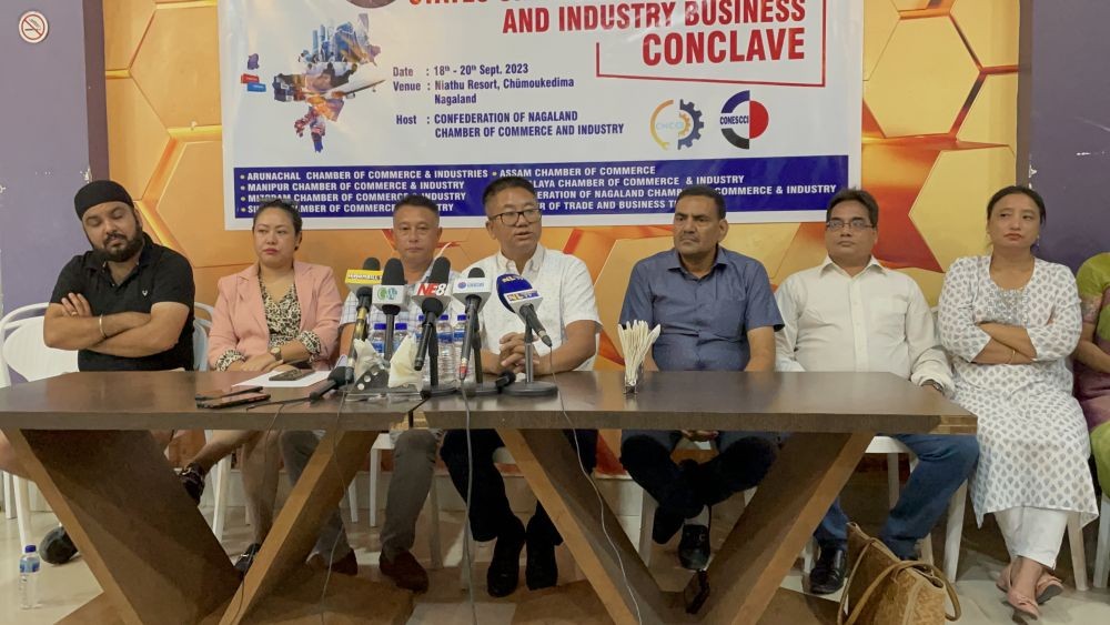 CNCCI President, Dr Khekugha Muru alongwith CNCCI members address a press conference in Dimapur on September 9. (Morung Photo)